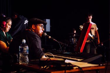 Harry Bassett at the keyboards during an R&D session.