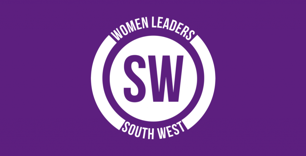 White logo on a purple background reading: "Women Leaders South West".