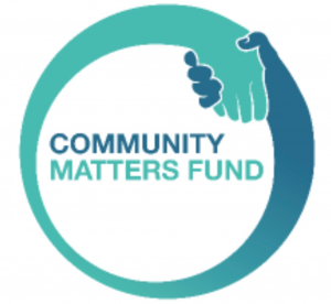 Community Matters Fund logo - two green hands shaking on a white background.